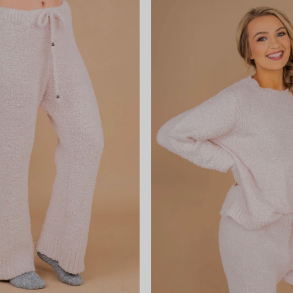 shop the mint PJ set beautiful fuzzy and warm blush pink medium
